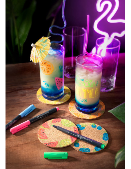 FC160851-10,Marker creativ albastru neon Faber-castell - Set 10
