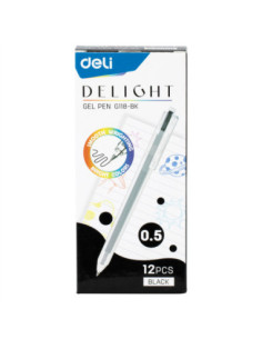 DLEG118-BK-12,Pix cu gel cu mecanism 0.5mm negru delight Deli - Set 12 2