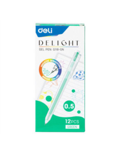 DLEG118-GN-12,Pix cu gel cu mecanism 0.5mm verde delight Deli - Set 12 2