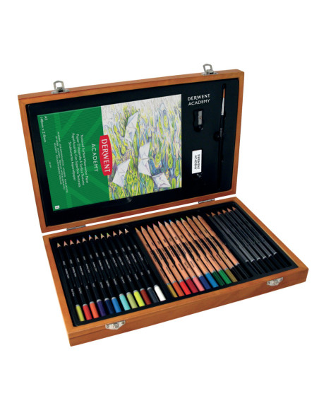 DW2300147,Set complet desen 35 buc cutie lemn Derwent academy