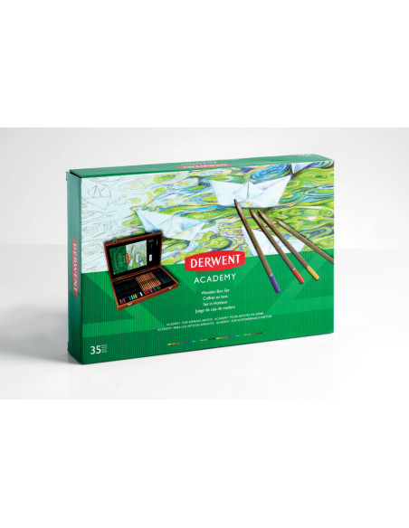 DW2300147,Set complet desen 35 buc cutie lemn Derwent academy
