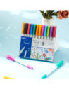DLEU302,Liner pigment 2 capete 0.5/1 mm set 12 culori inspira Deli