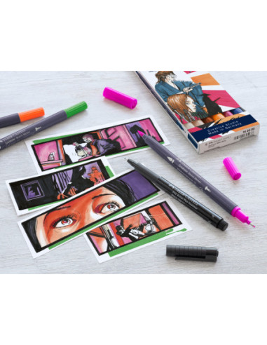 FC164723-5,Sketch marker 2 capete roz purpuriu mediu 125 goldfaber Faber-castell - Set 5