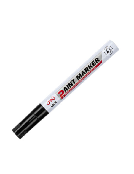 DLEU500-BK-12,Marker vopsea negru 2 mm Deli - Set 12