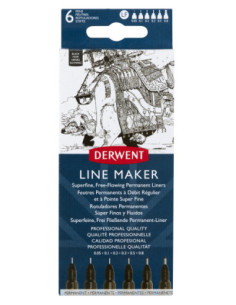 DW2305559,Set 6 bucati liner grafic profesional (0.05/0.1/0.2/0.3/0.5/0.8 mm) negru Derwent