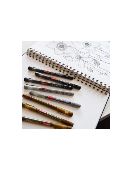 DW2305559,Set 6 bucati liner grafic profesional (0.05/0.1/0.2/0.3/0.5/0.8 mm) negru Derwent