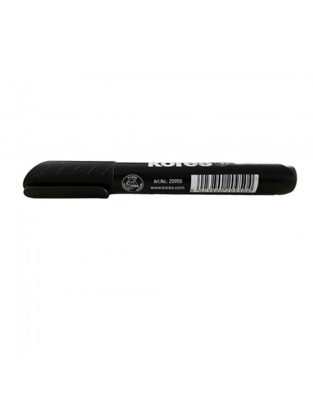 KO20950-12,Marker permanent negru varf tesit Kores - Set 12
