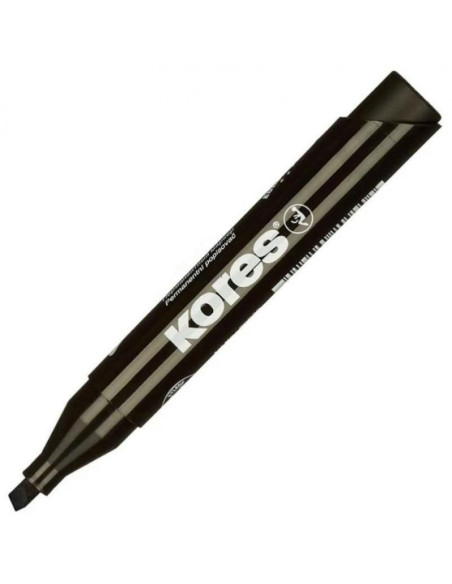 KO20950-12,Marker permanent negru varf tesit Kores - Set 12