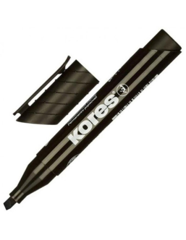 KO20950-12,Marker permanent negru varf tesit Kores - Set 12