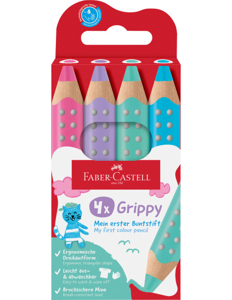 FC110702,Creioane colorate xxl 4 culori pastel grippy Faber-castell