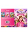 Carte de colorat A4 cu printese si lumea magica, 8 file