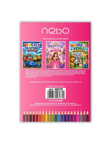 Carte de colorat A4 cu printese si lumea magica, 8 file