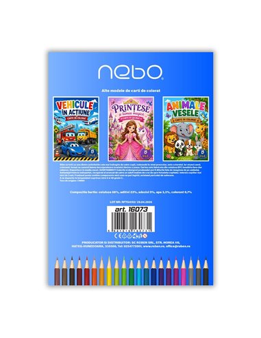 Carte de colorat A4 cu animale vesele, 8 file