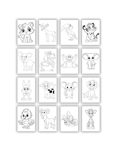 Carte de colorat A4 cu animale vesele, 8 file