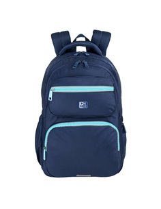 Rucsac scoala Oxford Bicolor, 2 compartimente, 44 x 32 x 18 cm, Albastru inchis