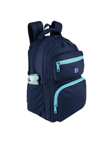 Rucsac scoala Oxford Bicolor, 2 compartimente, 44 x 32 x 18 cm, Albastru inchis