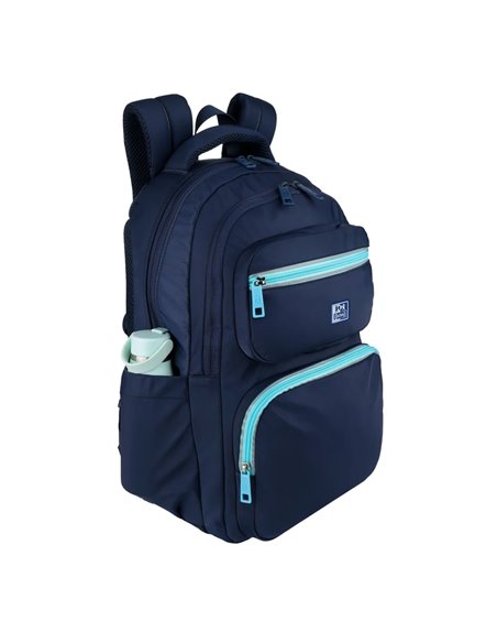 Rucsac scoala Oxford Bicolor, 2 compartimente, 44 x 32 x 18 cm, Albastru inchis