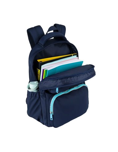 Rucsac scoala Oxford Bicolor, 2 compartimente, 44 x 32 x 18 cm, Albastru inchis
