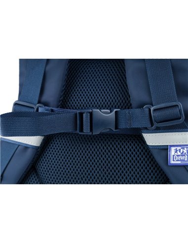 Rucsac scoala Oxford Bicolor, 2 compartimente, 44 x 32 x 18 cm, Albastru inchis