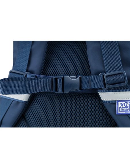 Rucsac scoala Oxford Bicolor, 2 compartimente, 44 x 32 x 18 cm, Albastru inchis