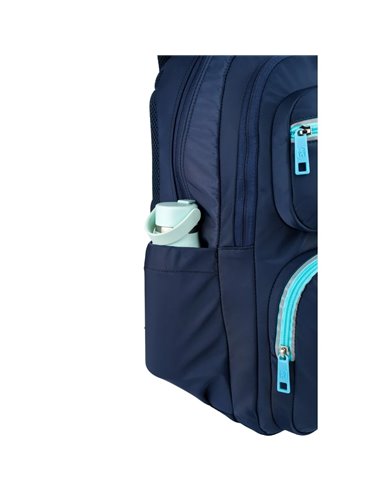 Rucsac scoala Oxford Bicolor, 2 compartimente, 44 x 32 x 18 cm, Albastru inchis