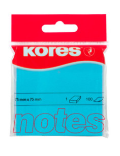KO47078,Notes adeziv 75*75mm albastru neon 100 file Kores