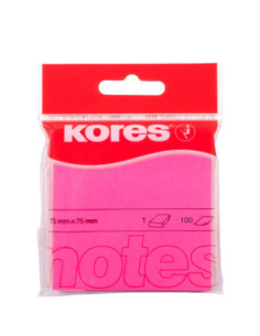 KO47075,Notes adeziv 75*75mm roz neon 100 file Kores