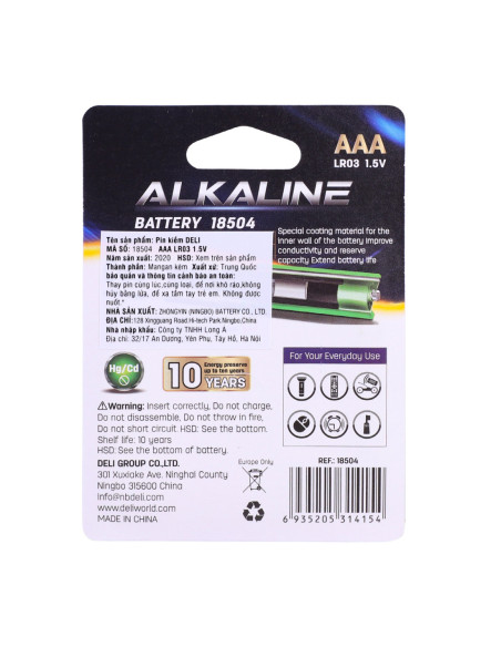 DLE18504,Baterii r3(aaa) alcaline 2 buc/set Deli