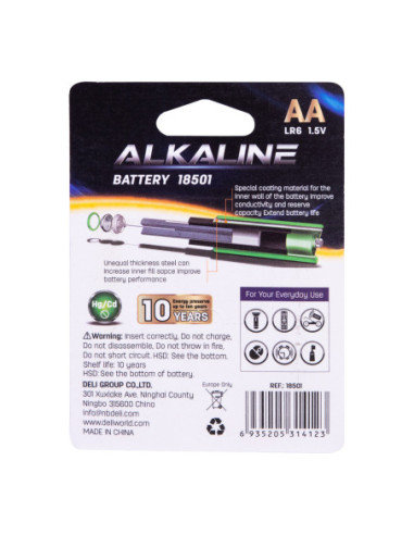DLE18501,Baterii r6(aa) alcaline 4 buc/set Deli