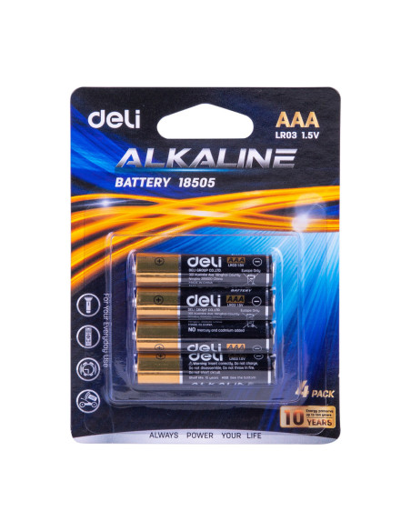 DLE18505,Baterii r3(aaa) alcaline 4 buc/set Deli