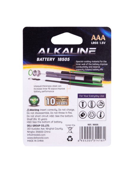 DLE18505,Baterii r3(aaa) alcaline 4 buc/set Deli