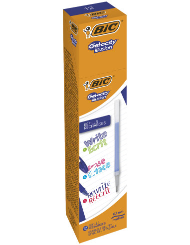 BC944097-12,Mina roller 0.7mm albastra gelocity illusion Bic - Set 12