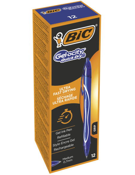 BC950442-12,Roller 0.7mm semi-gel cu mecanism albastru quick-dry Bic - Set 12