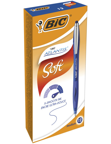 BC9021322-12,Pix cu mecanism albastru atlantis clic soft Bic - Set 12