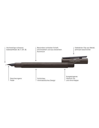 FC146251,Stilou neo slim aluminium negru f Faber-castell