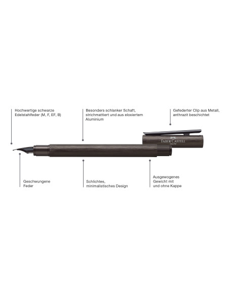 FC146251,Stilou neo slim aluminium negru f Faber-castell