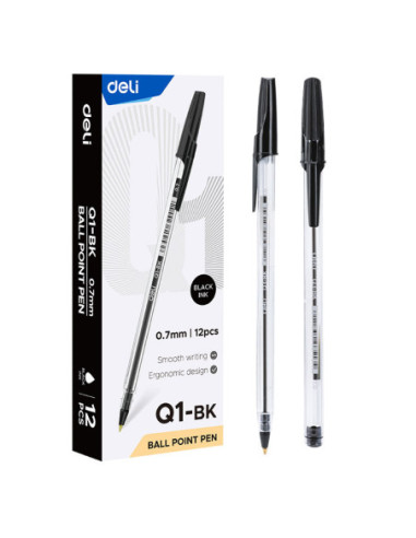 DLEQ3-BK-12,Pix unica folosinta 1mm q3 think negru Deli - Set 12