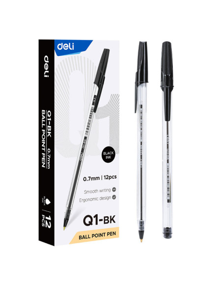 DLEQ3-BK-12,Pix unica folosinta 1mm q3 think negru Deli - Set 12