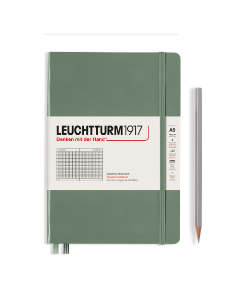LT365491,Caiet a5 aritmetica coperta rigida olive Leuchtturm