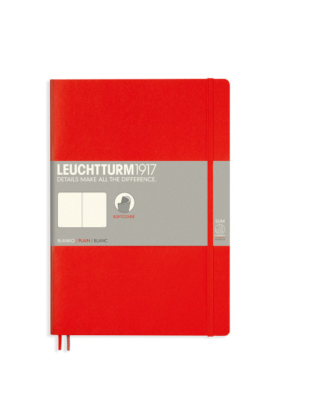 LT349305,Caiet b5 velin coperta flexibila rosu Leuchtturm