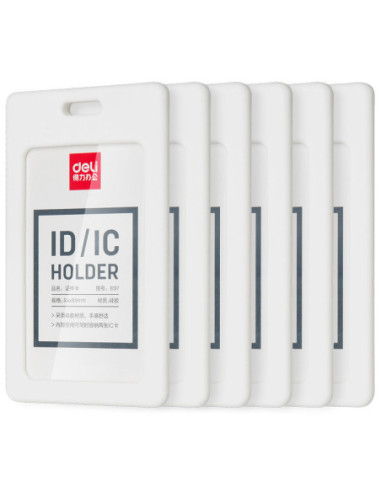 DL8317-6,Ecuson vertical silicon pt carduri 54*89mm rama alba Deli - Set 6
