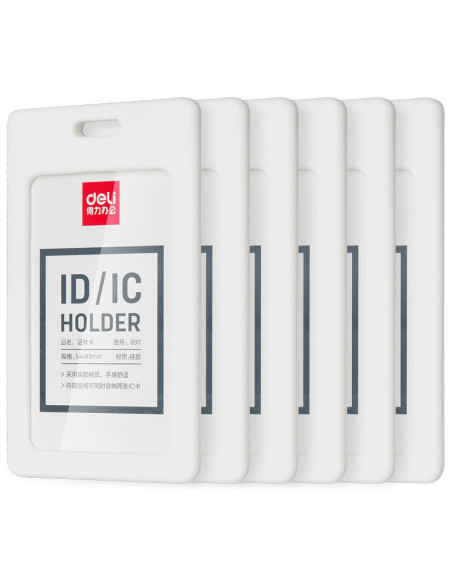 DL8317-6,Ecuson vertical silicon pt carduri 54*89mm rama alba Deli - Set 6