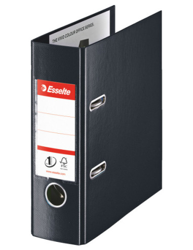 ES468670-10,Biblioraft plastifiat int-ext a5 7.5cm negru nr1 power Esselte - Set 10