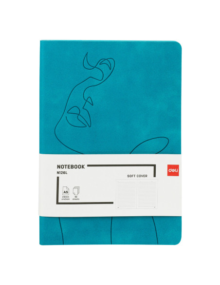 DLEN126LGR,Caiet birou a5 96 file 80g dictando coperta piele turcoaz n126l Deli