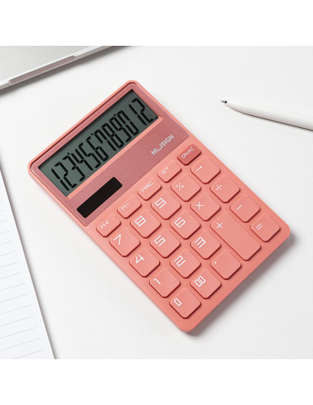 DLENS042PK,Calculator birou 12 dig roz intens Nusign deli