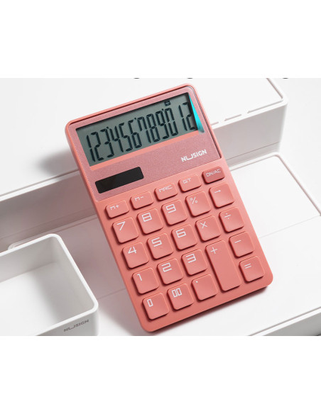 DLENS042PK,Calculator birou 12 dig roz intens Nusign deli