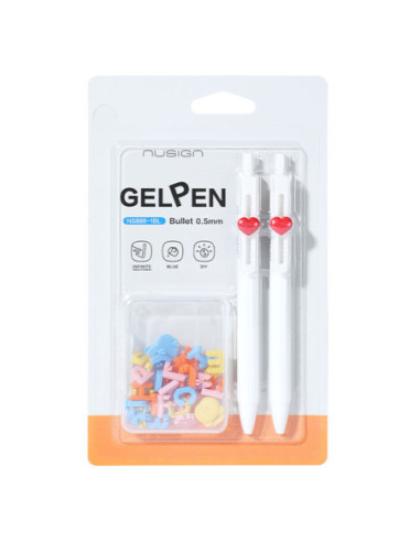 DLENS888-1BL,Blister 2 pixuri cu gel cu mecanism 0,5mm albastru + 1 set litere puzzle Nusign deli