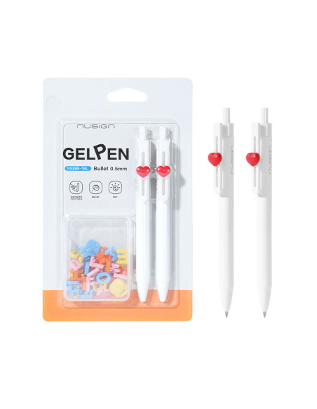 DLENS888-1BL,Blister 2 pixuri cu gel cu mecanism 0,5mm albastru + 1 set litere puzzle Nusign deli