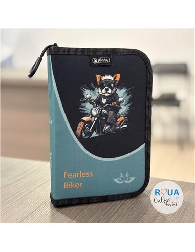 Penar echipat cu 1 fermoar si 2 clape Herlitz 400211277, 34 piese, Motiv Fearless
