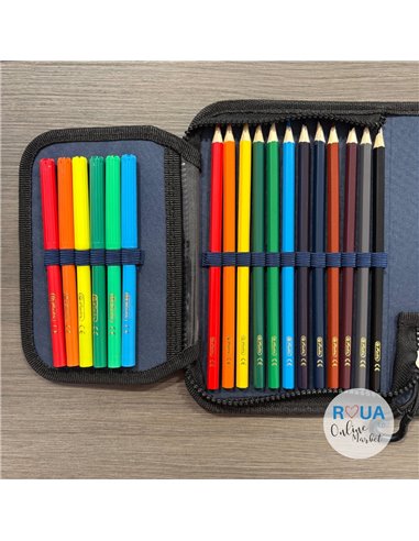 Penar echipat cu 1 fermoar si 2 clape Herlitz 400211277, 34 piese, Motiv Fearless